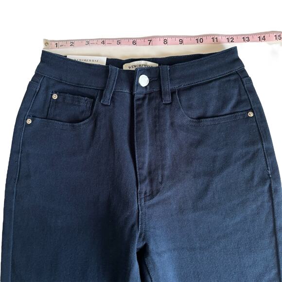 WeWoreWhat True Flare French Navy High Rise Stretchy Denim Jeans Women’s Size 25 - Picture 3 of 9